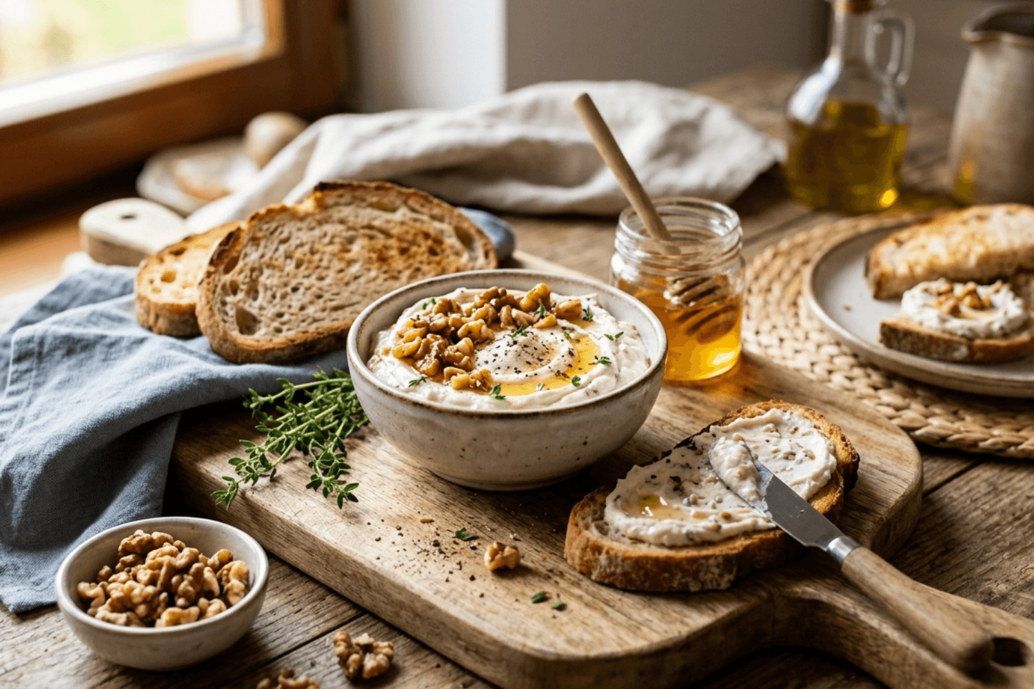 Pomazánka z kozího sýra s medem a ořechy